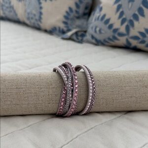 Swarovski Slake suede and crystal wrap bracelet (choker) Pink